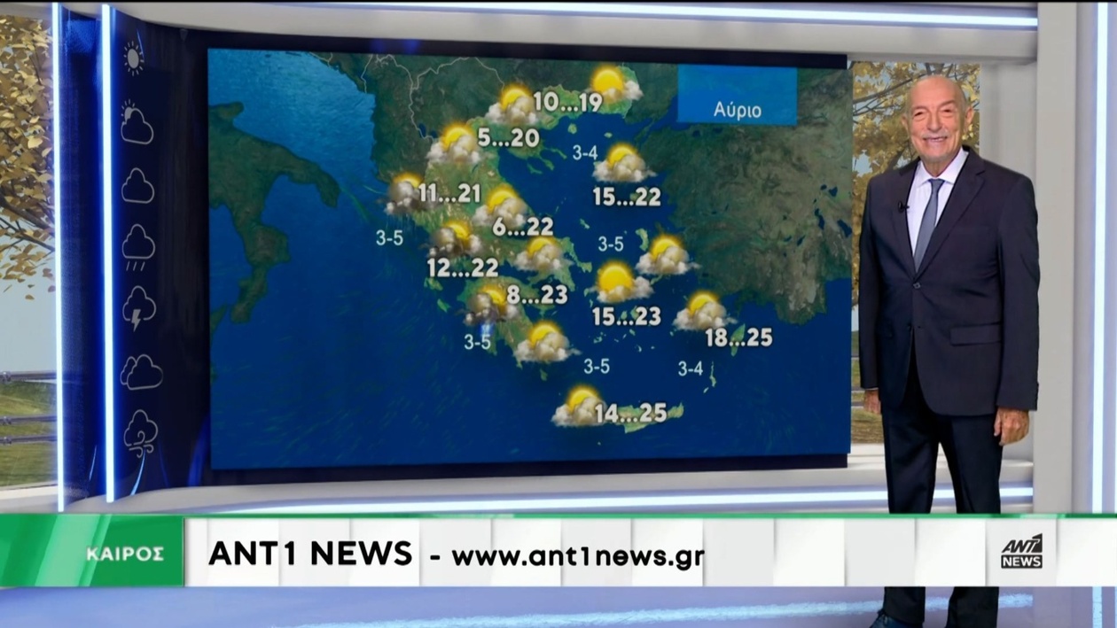 Το μεσημβρινό δελτίο καιρού του Ant1 με τον Τάσο Αρνιακό την 21η Οκτωβρίου