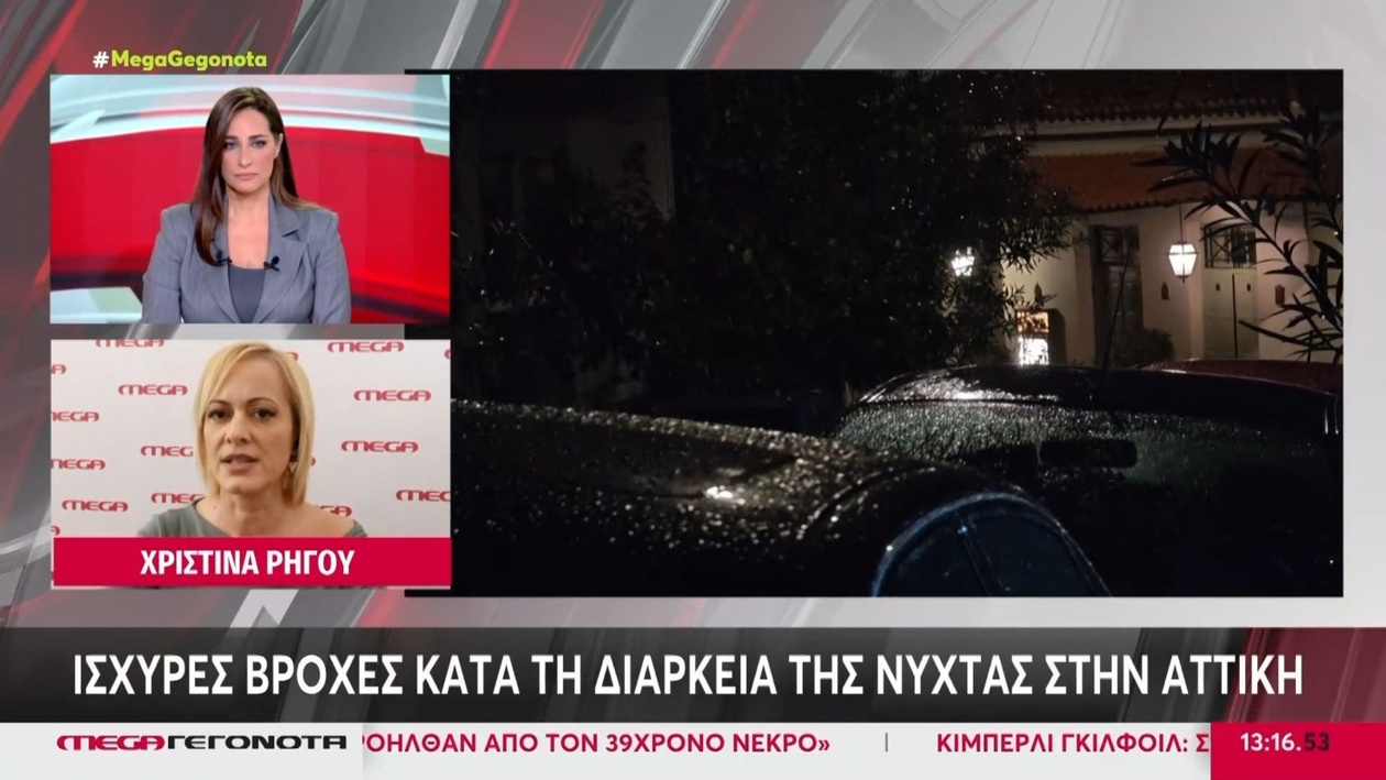 Ισχυρές νυχτερινές βροχοπτώσεις στην Αθήνα