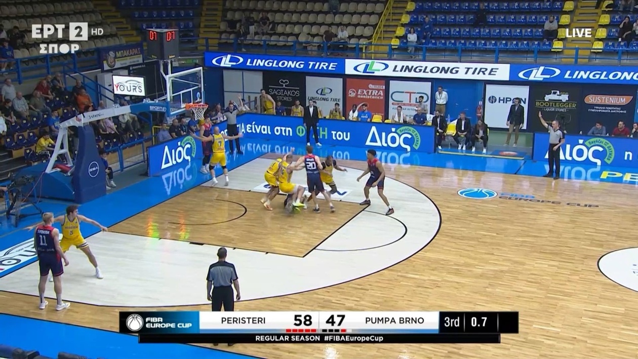 Το Περιστέρι δέχθηκε καλάθι του Μπρνο με 0,7 στο τρίτο δεκάλεπτο