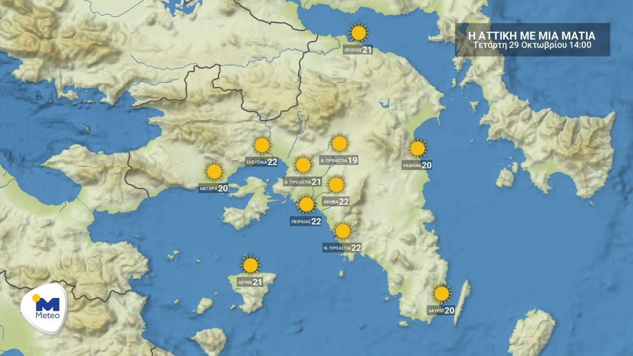 Ο καιρός στην Αττική την Τετάρτη 29 Οκτωβρίου