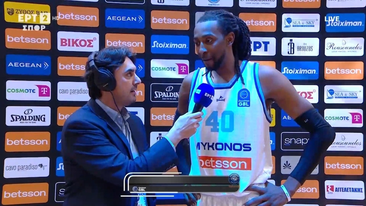 Ο Τζέρεμι Έβανς μετά τη νίκη της Μυκόνου επί του Αμαρουσίου