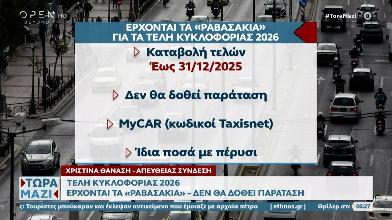 Προθεσμία πληρωμής τελών κυκλοφορίας 2026