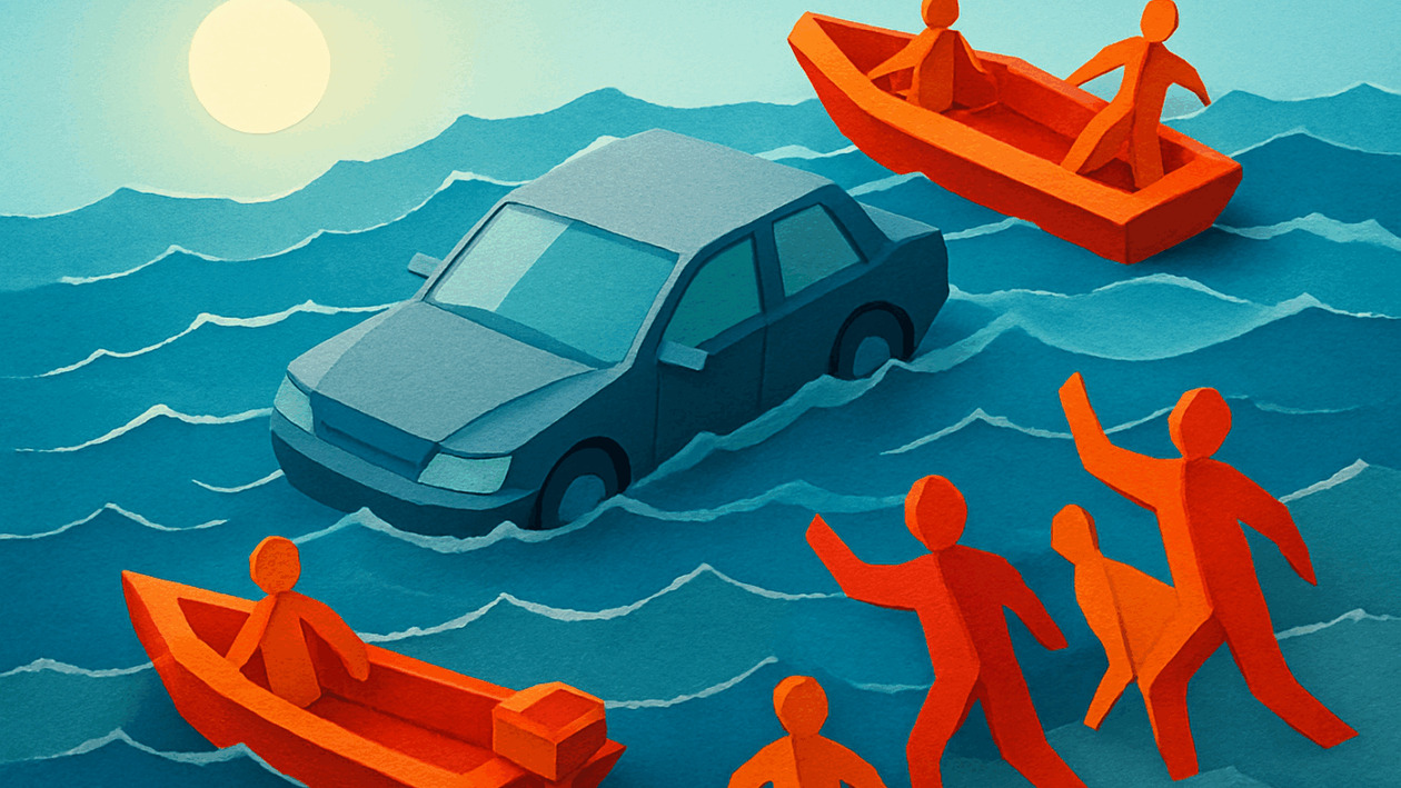 Καλαμάτα: Απεγκλωβίστηκε 86χρονος οδηγός μετά την πτώση του Ι.Χ. στη θάλασσα