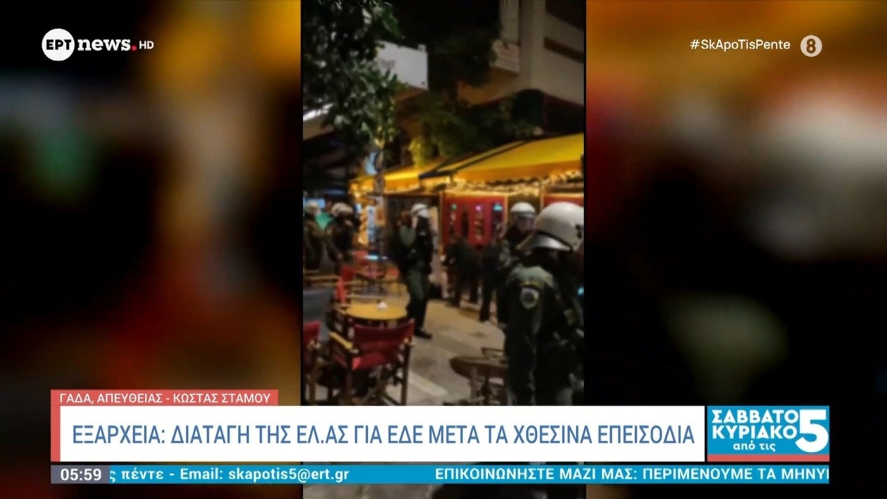 Η Ελληνική Αστυνομία διέταξε την έναρξη εσωτερικής διοικητικής εξέτασης για τις συγκρούσεις στα Εξάρχεια