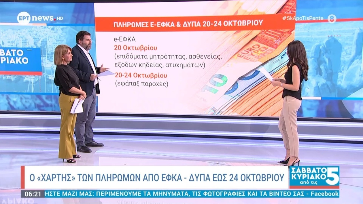 Οι πληρωμές από ΕΦΚΑ και ΔΥΠΑ που πιστώνονται στους λογαριασμούς έως τις 24 Οκτωβρίου