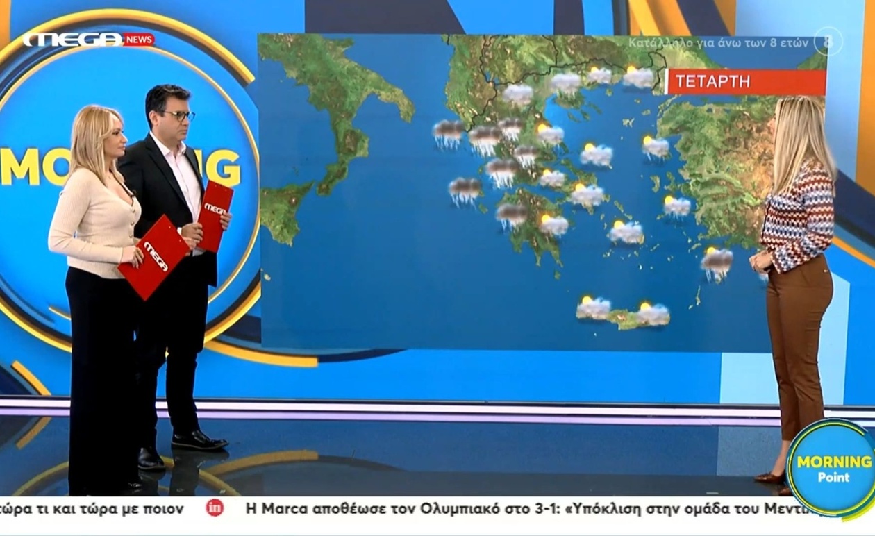 Η Ελίνα Καρέτσου παρουσιάζει την πρόγνωση του καιρού στην εκπομπή Morning Point