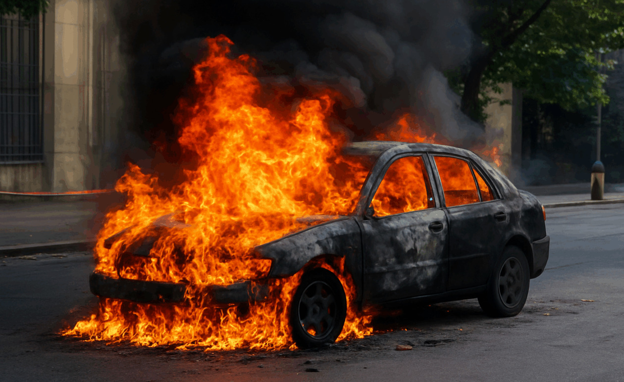 Όχημα σωφρονιστικού υπαλλήλου στη Νίκαια τυλίχθηκε στις φλόγες
