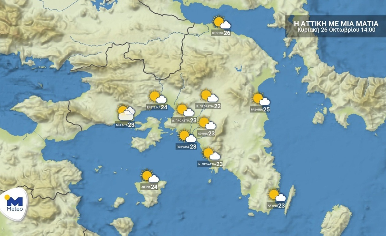 Ο καιρός στην Αττική για Κυριακή 26 Οκτωβρίου