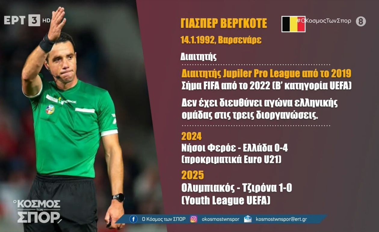 Ο Γιάσπερ Βεργκότε στο μικροσκόπιο: Ο Βέλγος διαιτητής της αναμέτρησης ΑΕΚ – Αμπερντίν