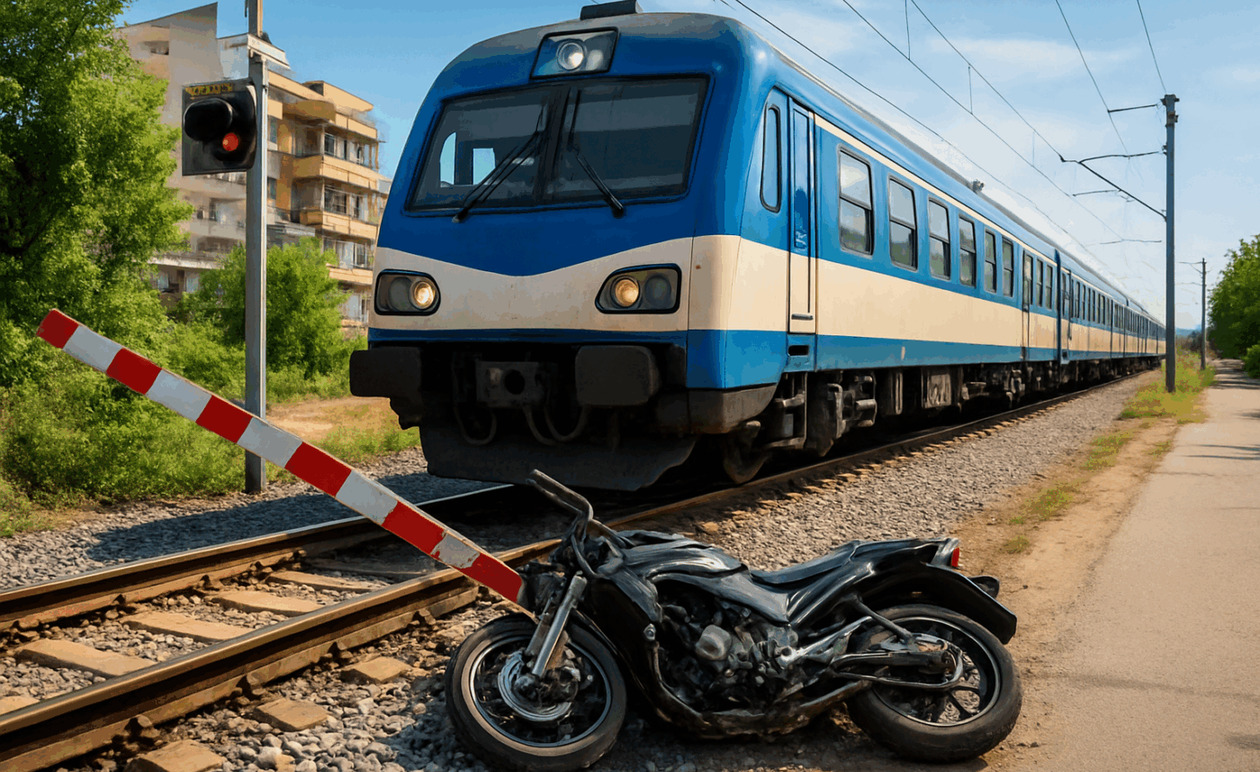 Ελληνικό τρένο συγκρούστηκε με μοτοσικλέτα στην οδό Λένορμαν