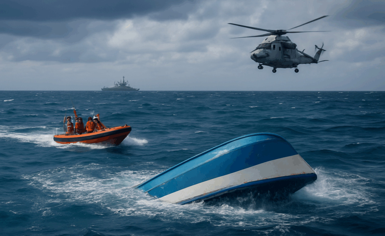 Φουσκωτό ανατράπηκε νότια της Γαύδου — 56 άτομα διασώθηκαν