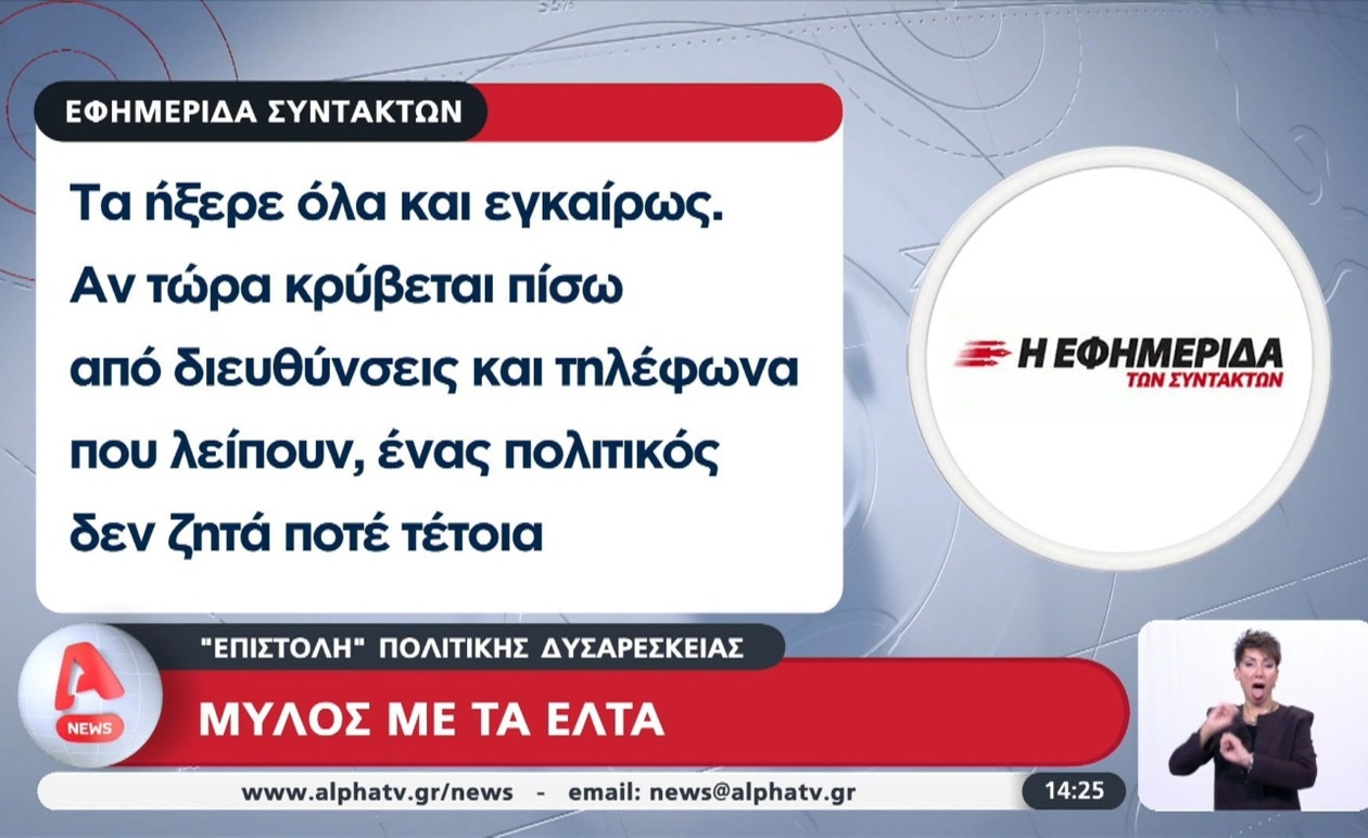Ο Κ. Χατζηδάκης απαντά στην επιστολή με την οποία το Δ.Σ. των ΕΛΤΑ ανακοίνωσε το κλείσιμο