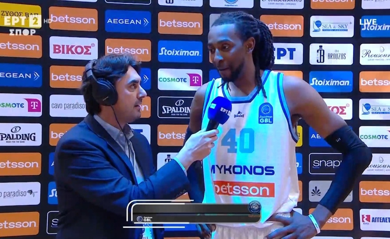 Ο Τζέρεμι Έβανς μετά τη νίκη της Μυκόνου επί του Αμαρουσίου