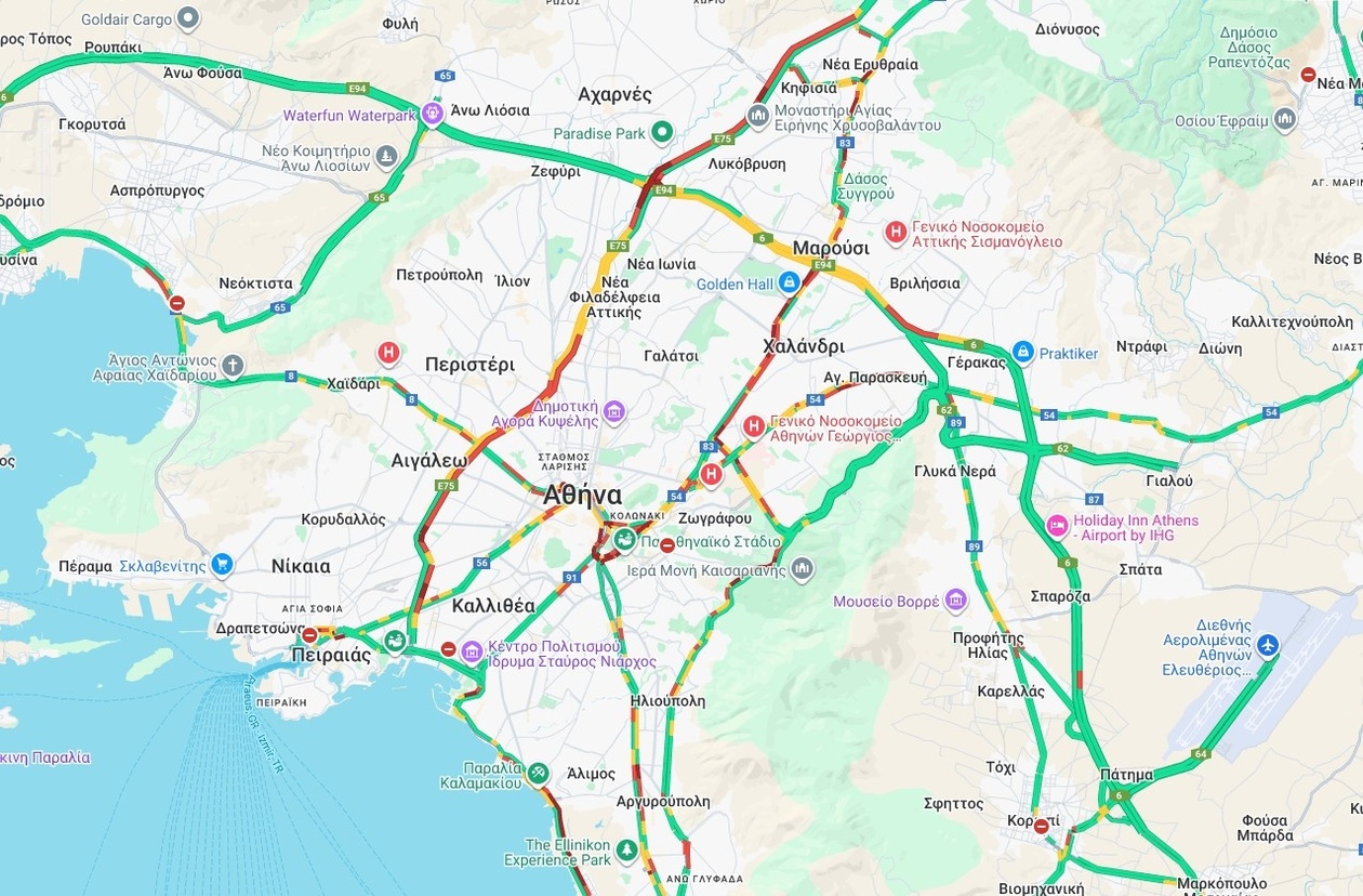 Κίνηση στην Αθήνα: μποτιλιάρισμα στη λεωφόρο Κηφισού και καθυστερήσεις στην Αττική Οδό