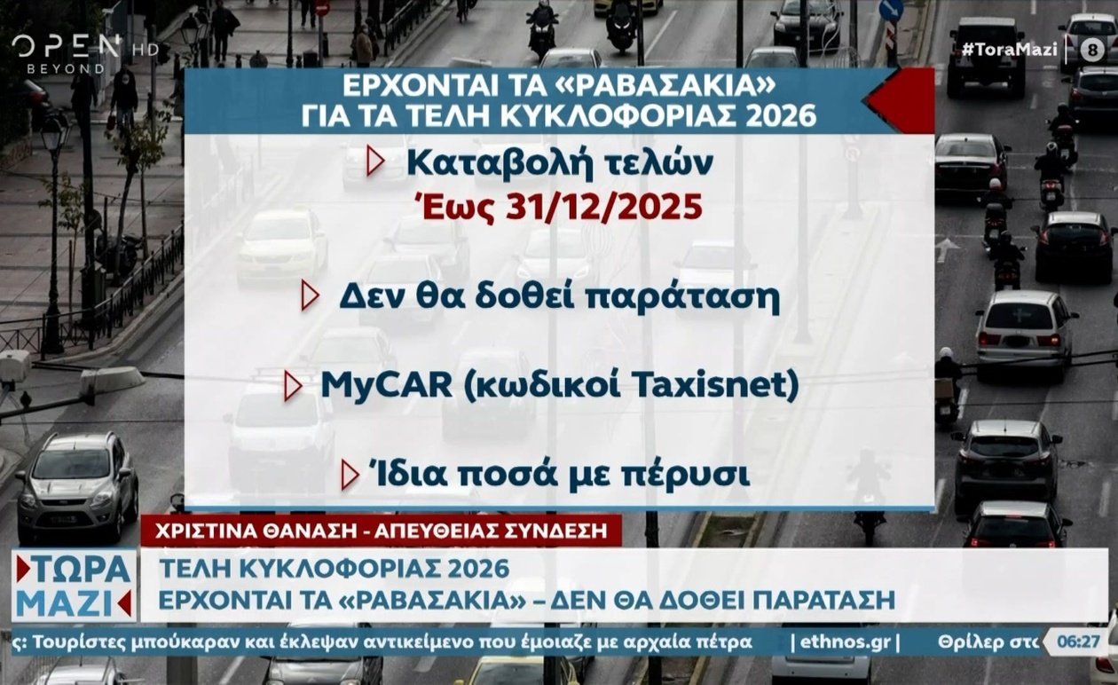 Προθεσμία πληρωμής τελών κυκλοφορίας 2026