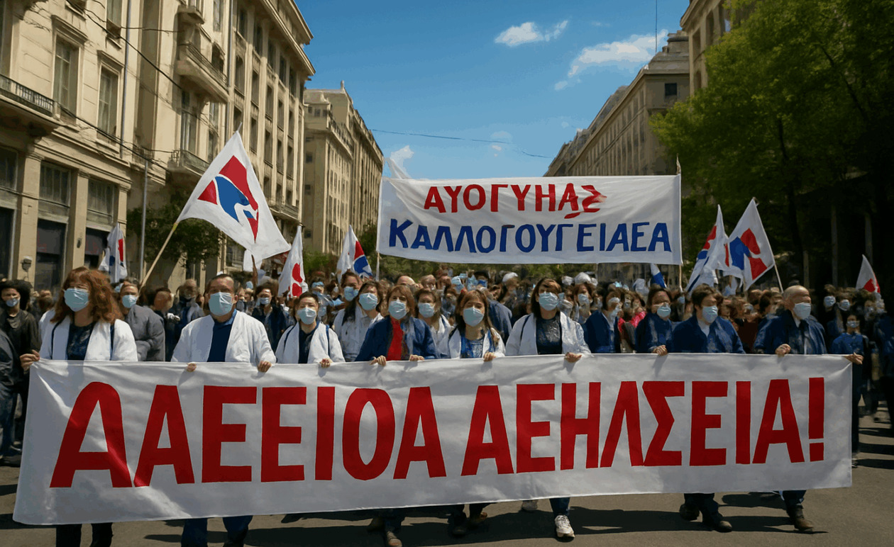 Συγκεντρώσεις στο κέντρο της Αθήνας — ιατρονοσηλευτικό προσωπικό και εκπαιδευτικοί