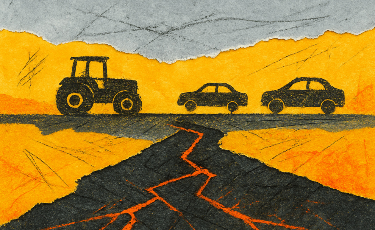 Η διακοπή κυκλοφορίας στον Π.Α.Θ.Ε. στις Μικροθήβες λόγω αγροτικών κινητοποιήσεων