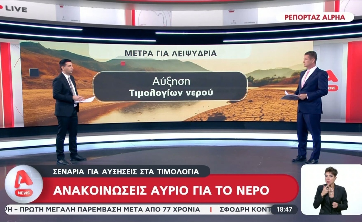 Ανακοινώσεις για το νερό με σενάρια αυξήσεων στα τιμολόγια