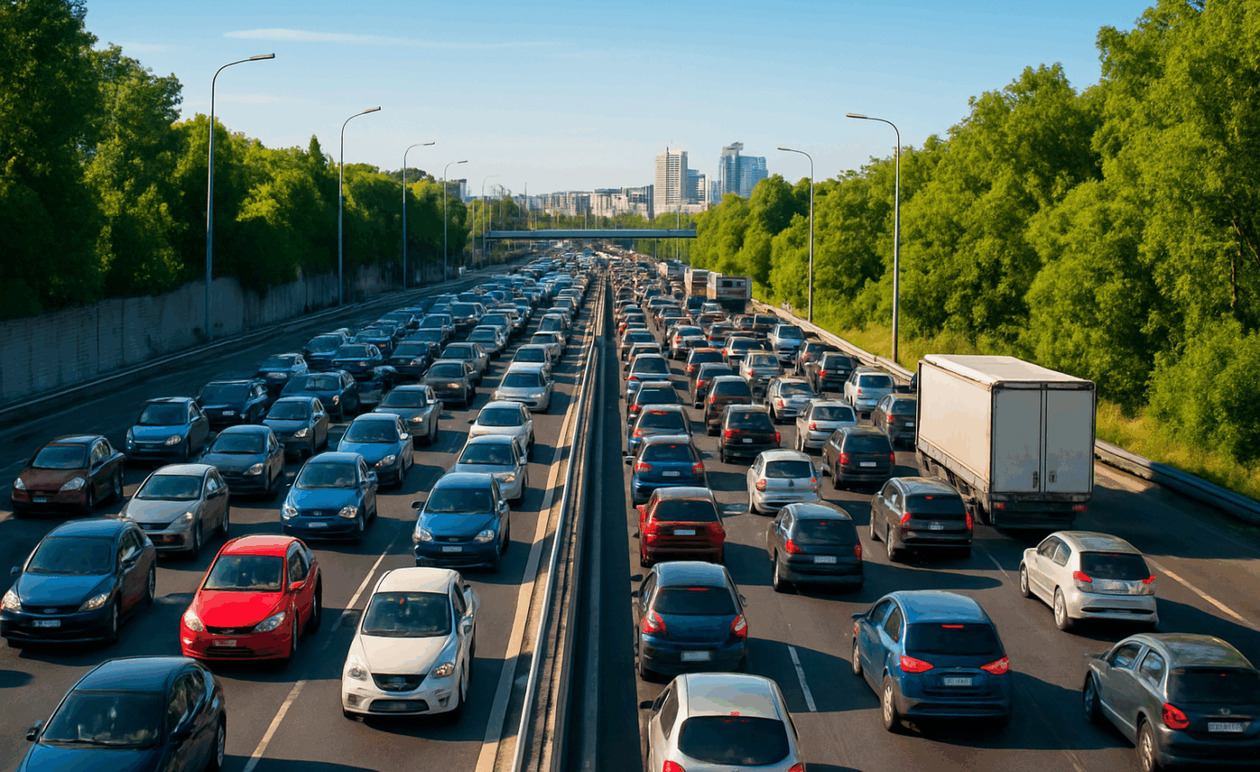 Πρωινή συμφόρηση στην Αθήνα την Πέμπτη