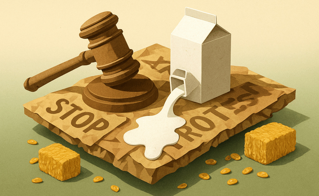 Κτηνοτρόφοι στη Λάρισα: Πέταξαν γάλα και άχυρα στο δικαστήριο για τους συλληφθέντες αγρότες