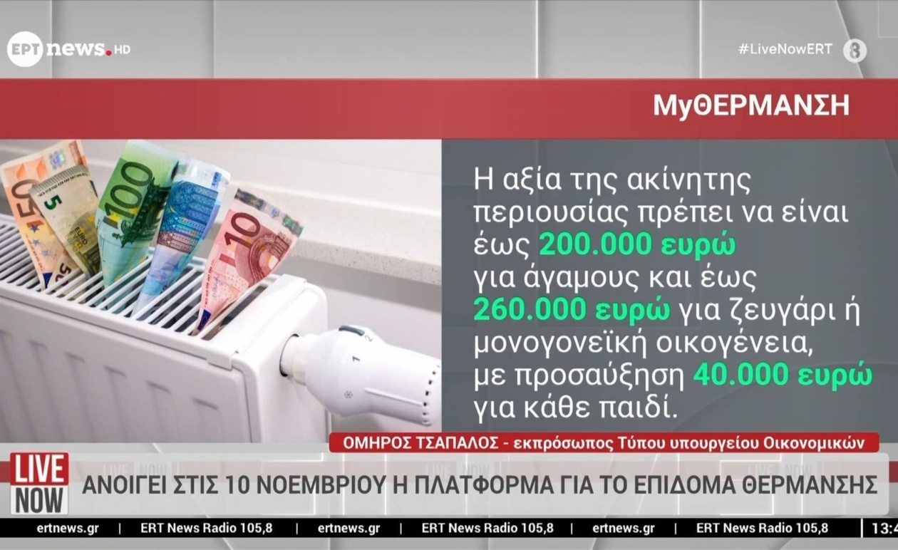 Η πλατφόρμα υποβολής αιτήσεων για το επίδομα θέρμανσης θα ανοίξει στις 10 Νοεμβρίου