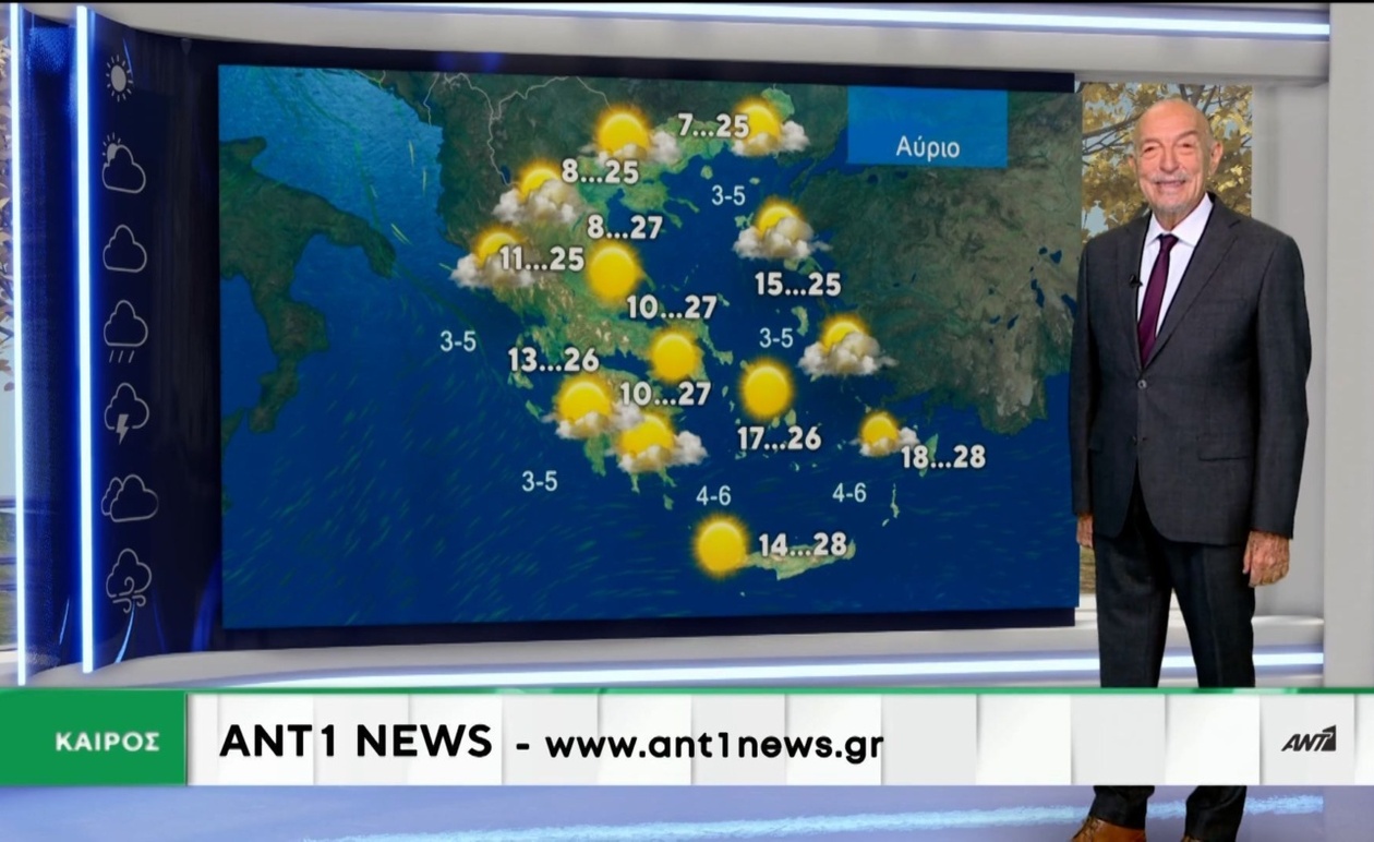 Το δελτίο καιρού στις 13:15 της 25ης Οκτωβρίου 2025