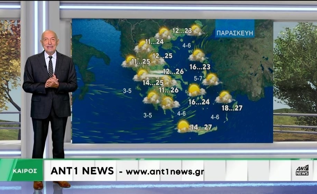 Κεντρικό Δελτίο Ant1: Η Πρόγνωση του Καιρού από τον Τάσο Αρνιακό στις 22 Οκτωβρίου