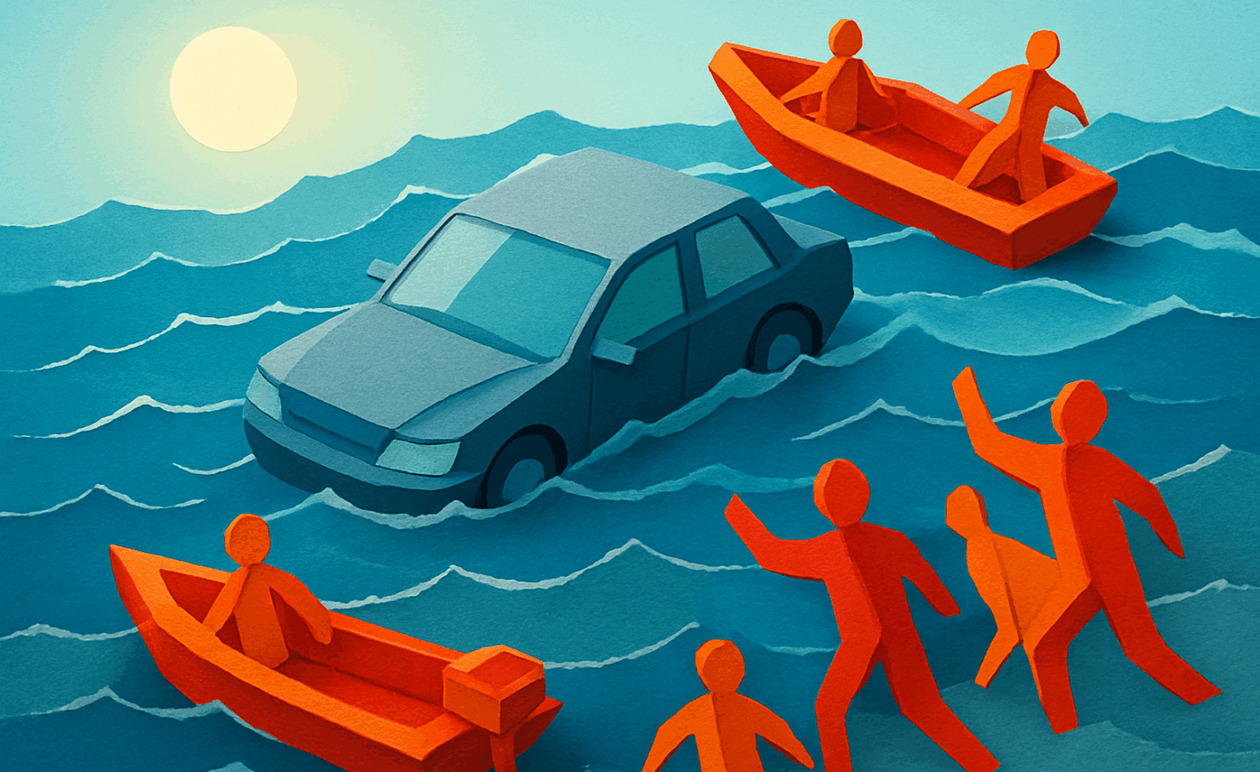 Καλαμάτα: Απεγκλωβίστηκε 86χρονος οδηγός μετά την πτώση του Ι.Χ. στη θάλασσα