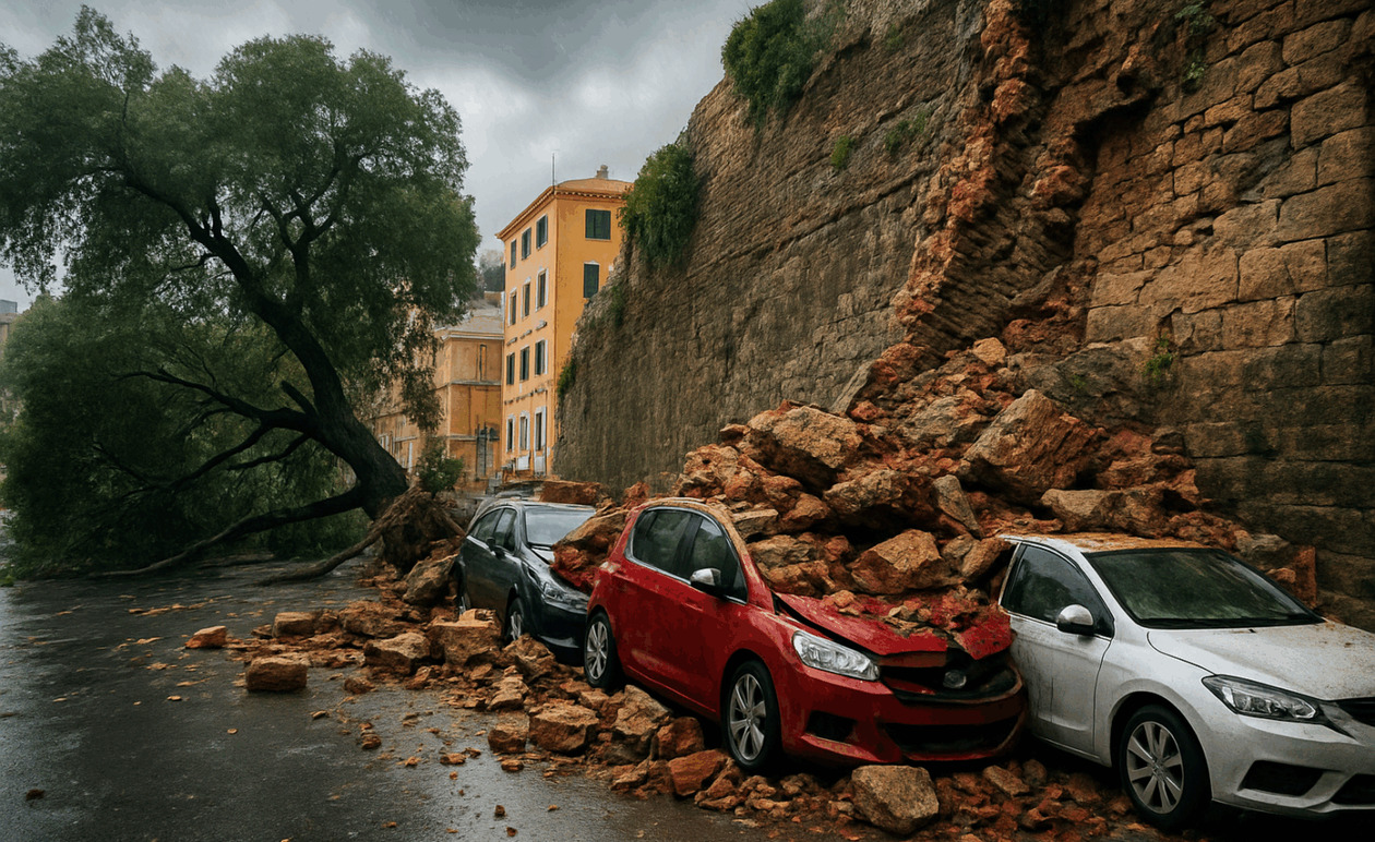 Η Κέρκυρα πλήττεται από ισχυρούς ανέμους και έντονες βροχοπτώσεις