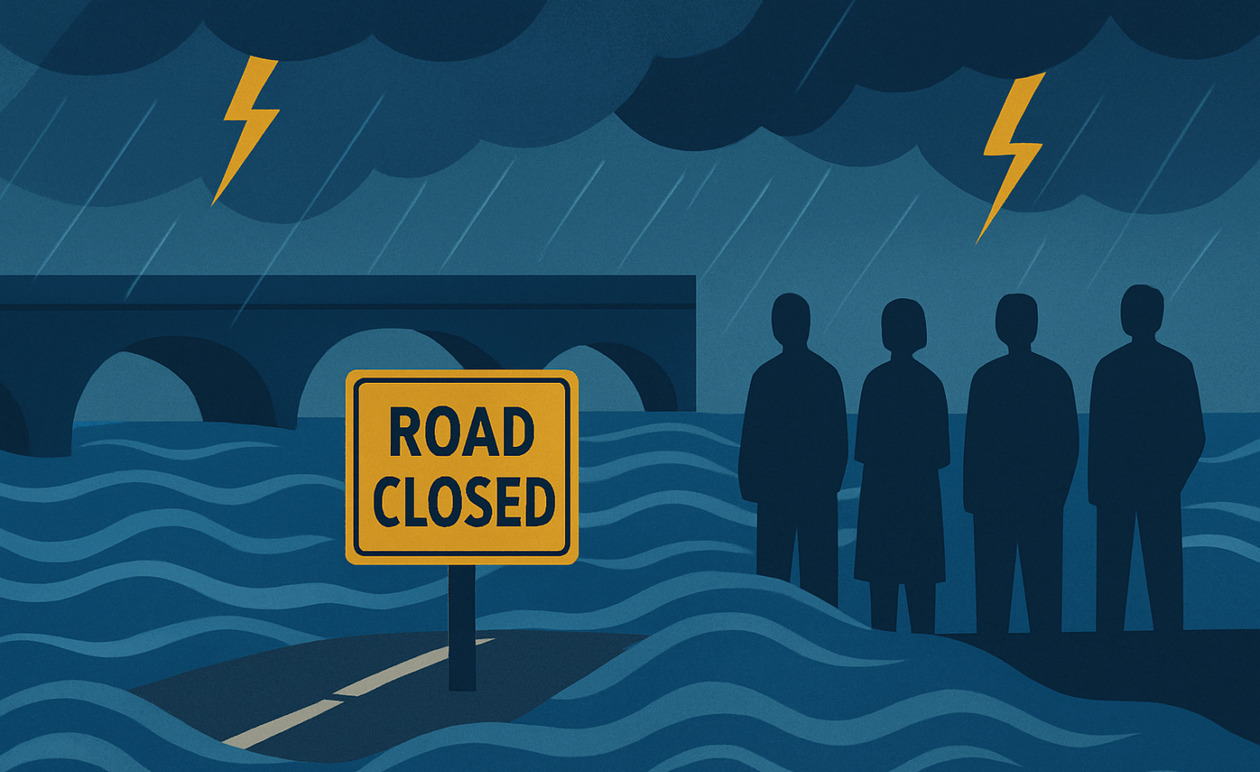 Τρίκαλα: Διακοπή κυκλοφορίας σε δρόμους και πεζογέφυρες λόγω πλημμυρών