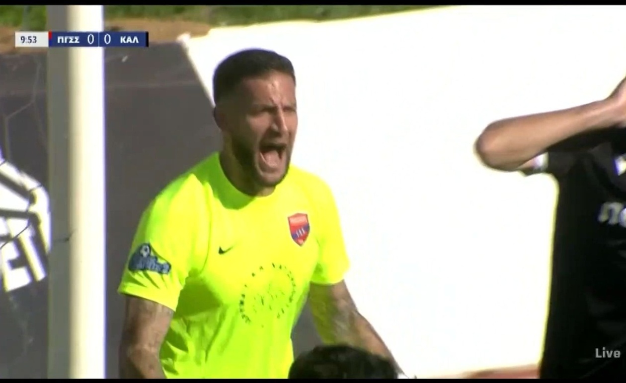 Ο Γιαννακόπουλος απαντά στην κεφαλιά του Στρούγγη στον αγώνα Πανιώνιος Καλαμάτα