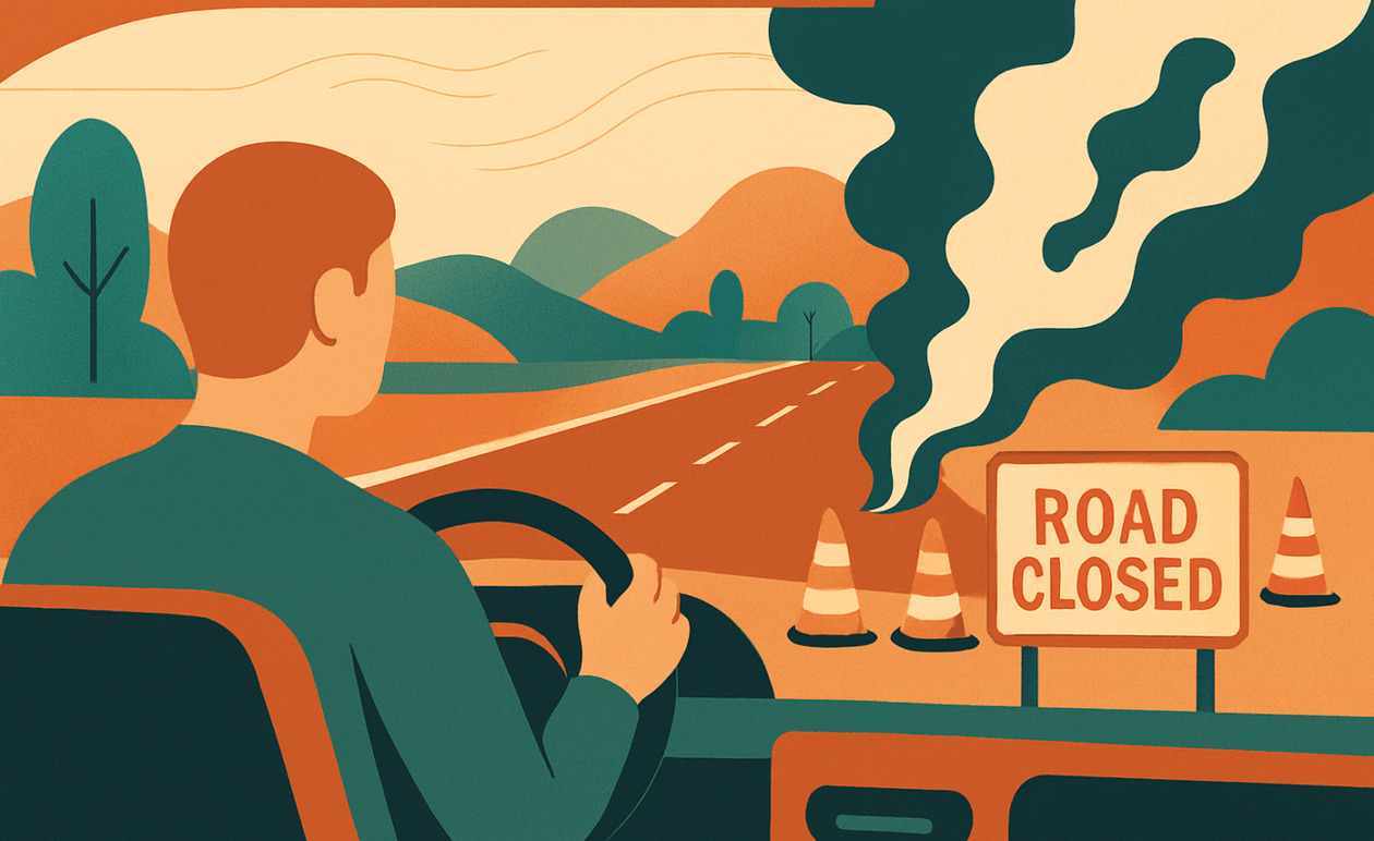 Διακοπή κυκλοφορίας στον Ε65 κοντά στη Λαμία λόγω πυρκαγιάς σε καλαμιές