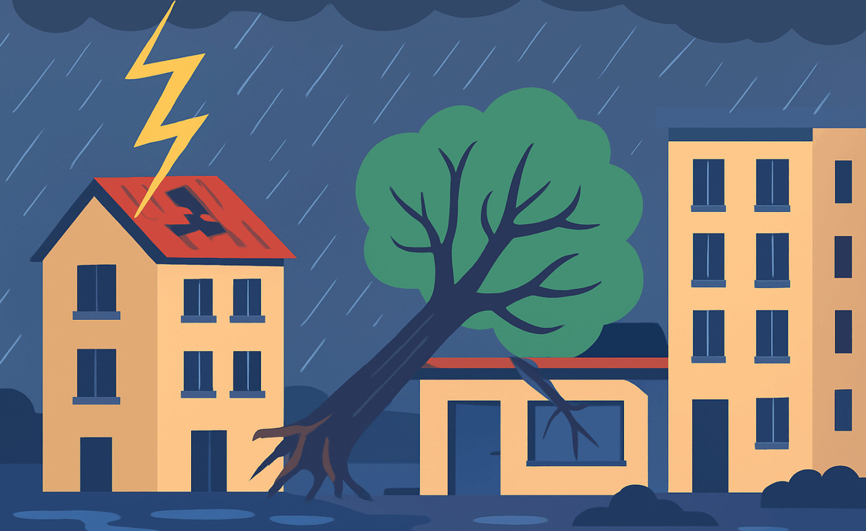 Ηπειρος: Κεραυνός χτύπησε πολυκατοικία και πλάτανος έπεσε στην Ηγουμενίτσα λόγω κακοκαιρίας