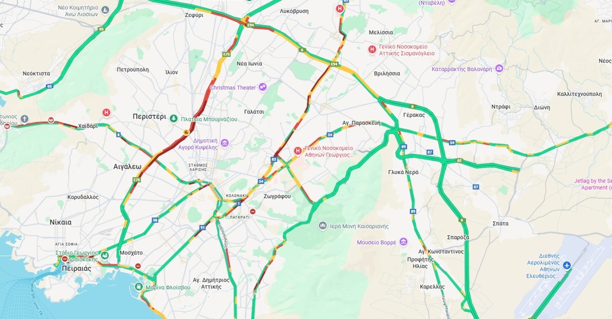Πρωινή συμφόρηση στην Αθήνα την Πέμπτη