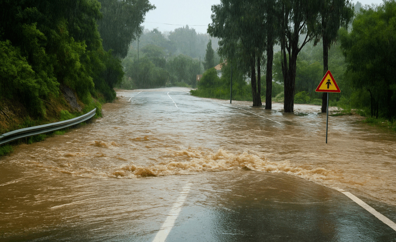 Ισχυρή βροχόπτωση στη Σκιάθο προκάλεσε πλημμύρισμα των δρόμων