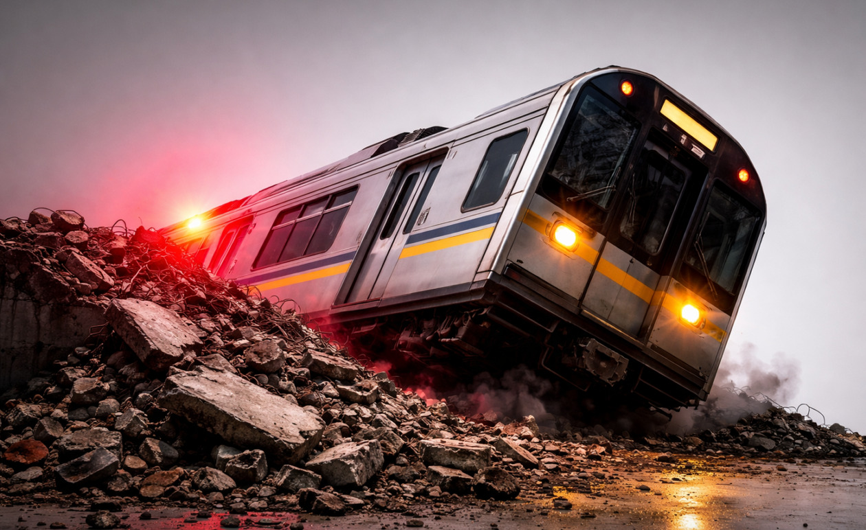 Ισπανία: Εκτροχιασμός τρένου κοντά στη Βαρκελώνη με 15 τραυματίες λόγω κατάρρευσης τοιχίου