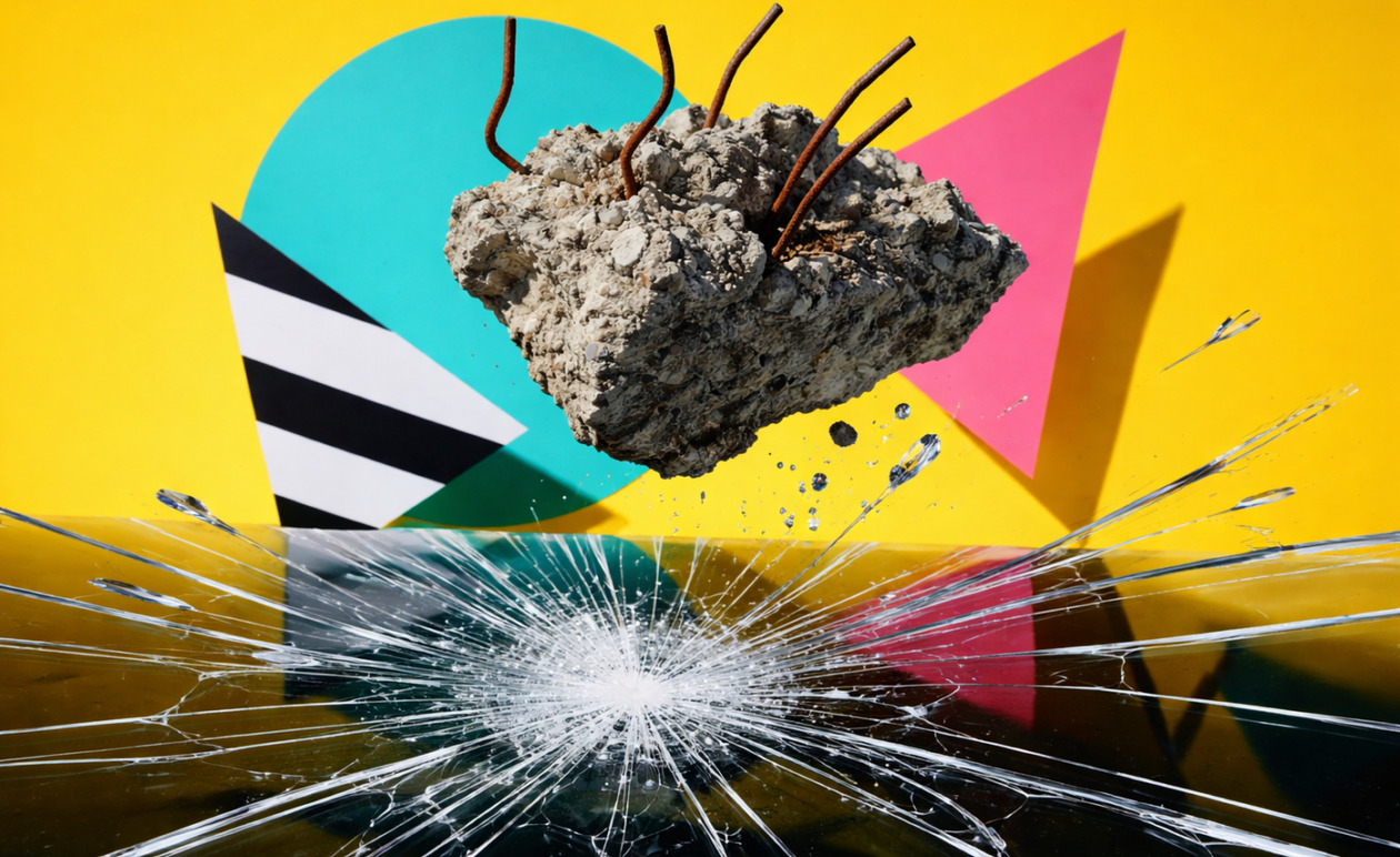 Ηράκλειο: Κομμάτι τσιμέντου έπεσε από γέφυρα σε παρμπρίζ αυτοκινήτου