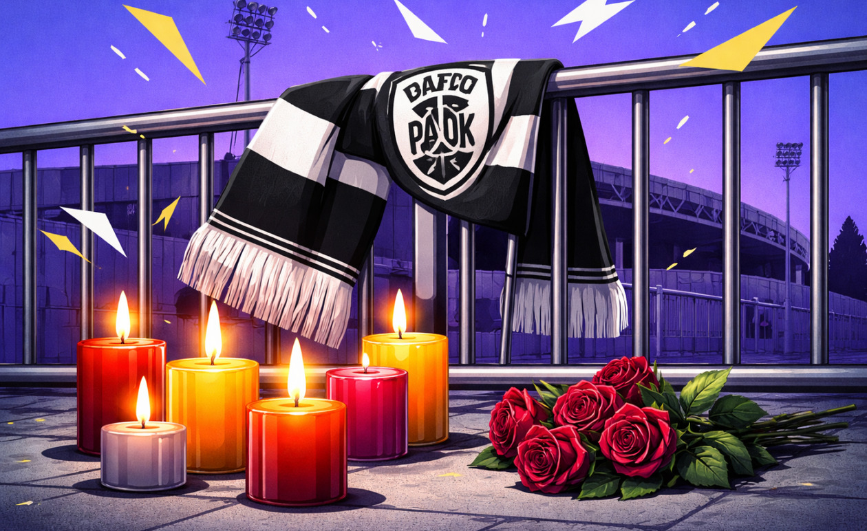 Τούμπα: Λουλούδια, κεριά και μεσίστιες σημαίες για τους αδικοχαμένους οπαδούς του ΠΑΟΚ