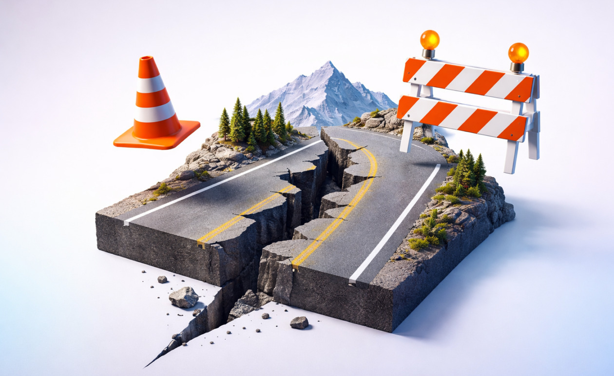 Καλαμάτα-Σπάρτη: Κλειστή η παλιά εθνική οδός λόγω επικίνδυνης καθίζησης στο 82ο χιλιόμετρο