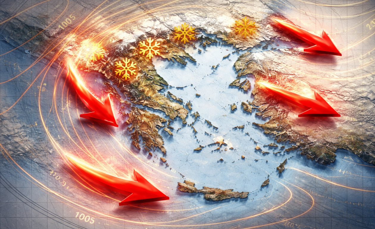 Καιρός: Επιδείνωση με θυελλώδεις ανέμους 120 χλμ/ώρα και χιόνια σε χαμηλά υψόμετρα