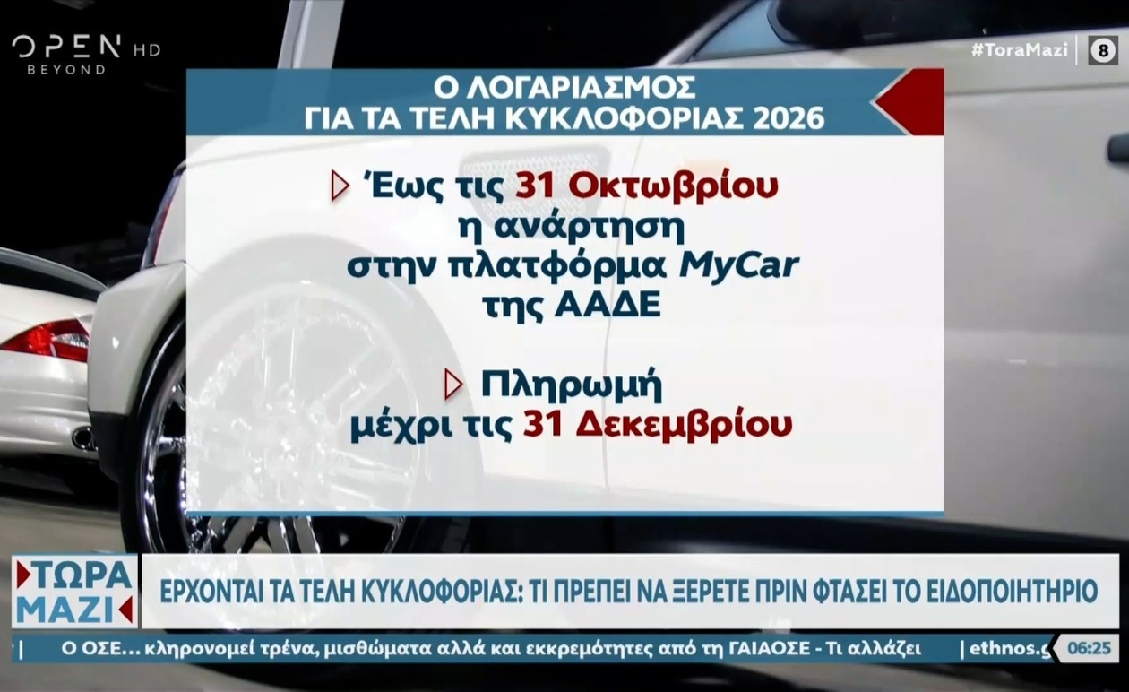 Τα βασικά για τα τέλη κυκλοφορίας πριν φτάσει το ειδοποιητήριο