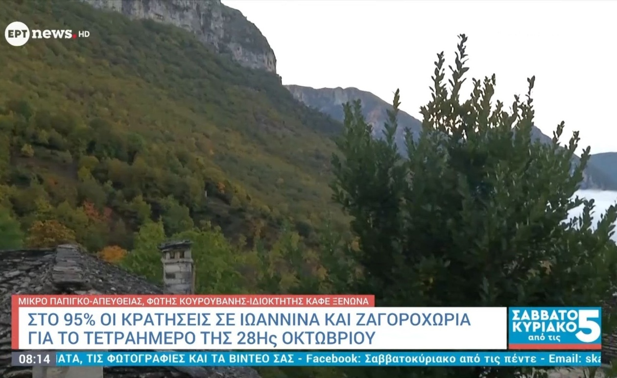 Το τετραήμερο της 28ης Οκτωβρίου φέρνει πληρότητα 95% σε Ιωάννινα και Ζαγοροχώρια