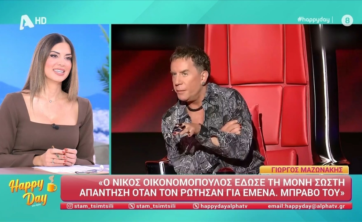 Ο σχολιασμός της Σταματίνας Τσιμτσιλή για τον Γιώργο Μαζωνάκη στο Happy Day