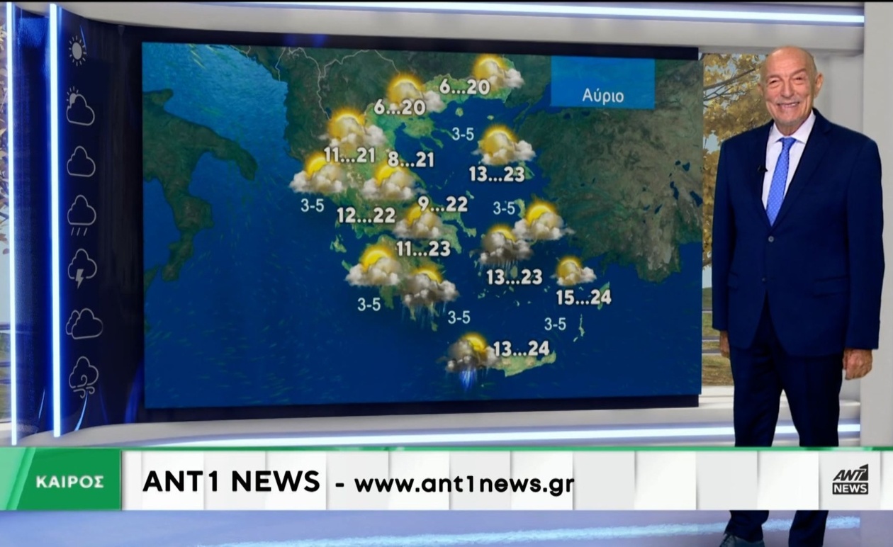 Στο Ant1 News η πρόγνωση του καιρού από τον Τάσο Αρνιακό για τις 20 Οκτωβρίου 2025